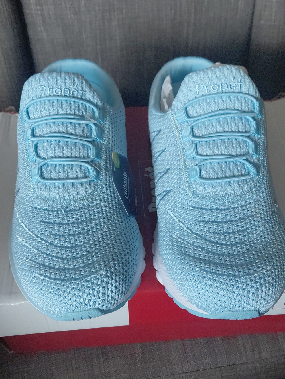 Propet Women's Light Blue Slip-On Tour Knit Slides
